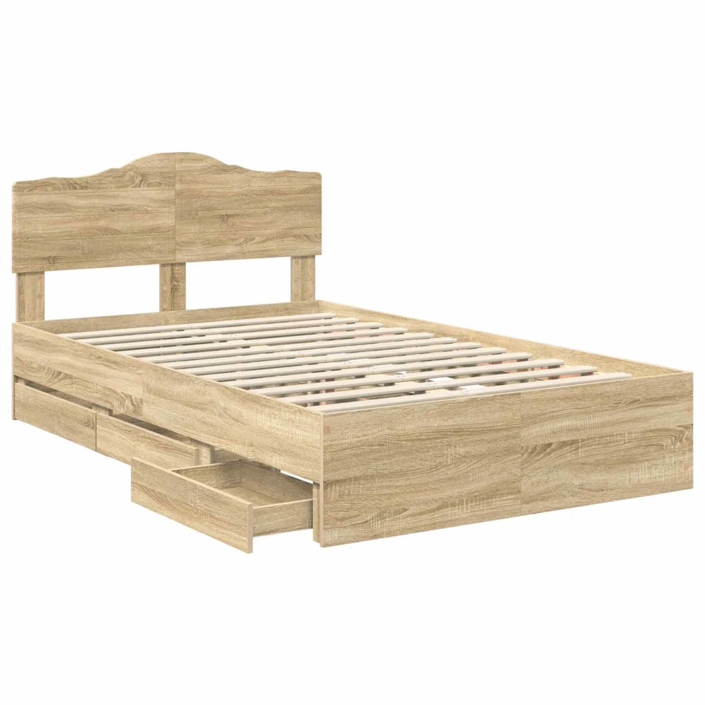 Struttura del letto con cassetto Rovere Sonoma 120 x 190 cm 3413028