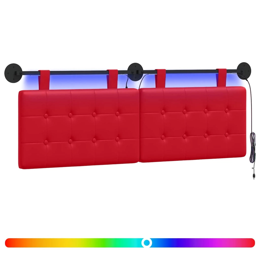 Testiera | Testata sospesa Con luce LED Rosso Similpelle