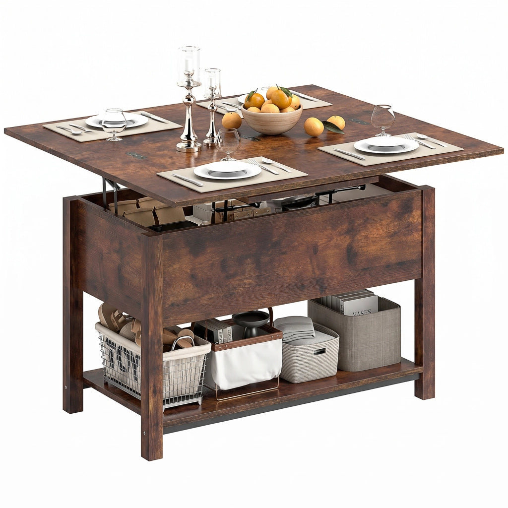 Tavolino da caff¨¨ allungabile ¨C Minimal ¨C 100x45x50.5cm marrone rustico