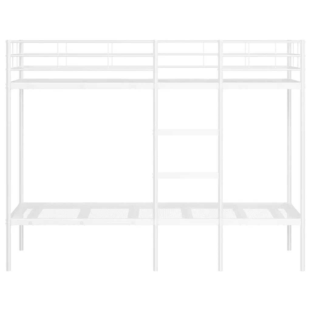Letto a Castello senza Materasso-Struttura Letto a Castello Bianco 75x190 cm in Acciaio 713400