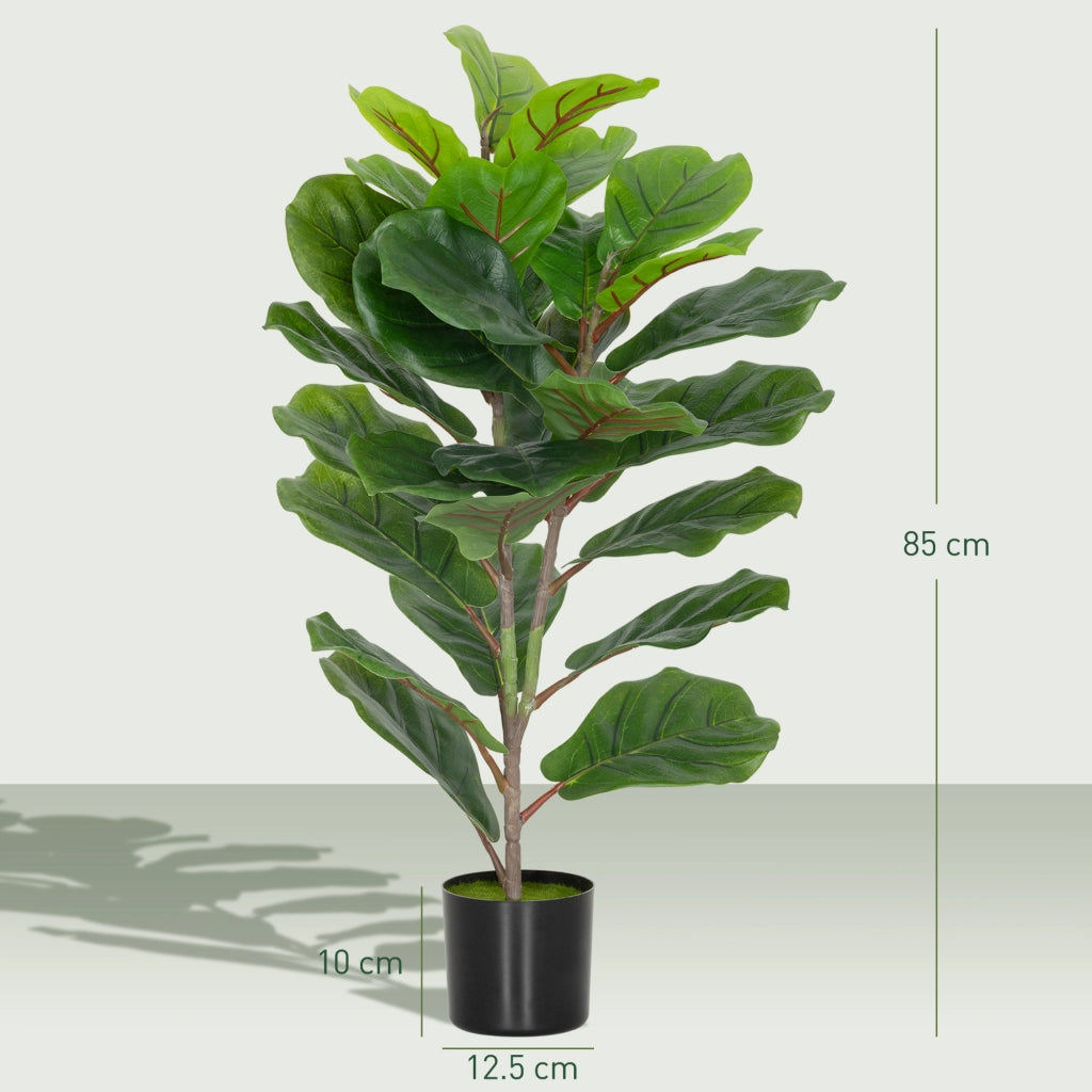 Pianta Finta Ficus Lyrata Alta 80 cm per Interni con Vaso, Decorazione per Casa e Ufficio, Verde