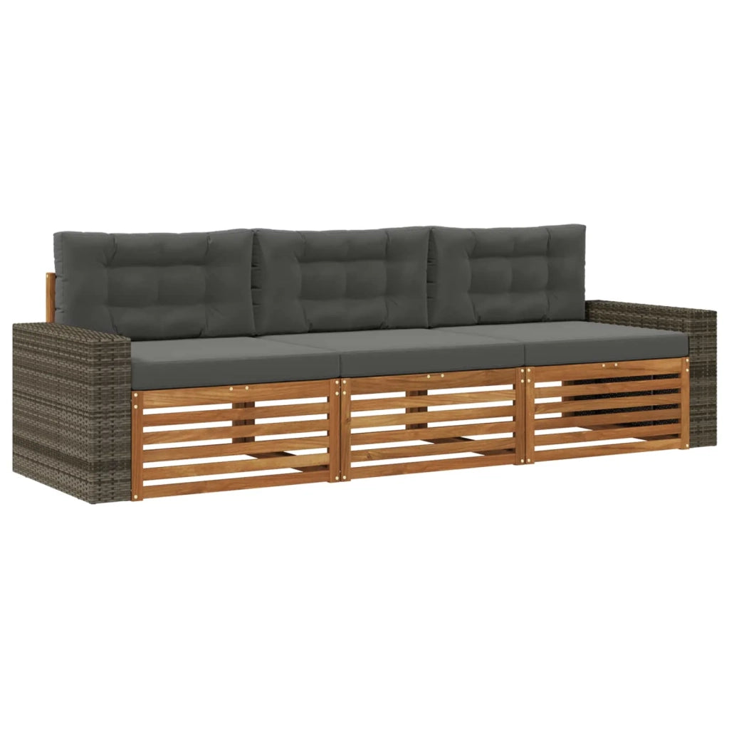 Set di divani da esterno 3 pcs Naturale e Antracite Poliestere 3382980