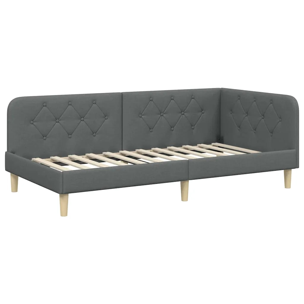Cornice del letto ad angolo Grigio scuro 90 x 200 cm Tessuto 42016570