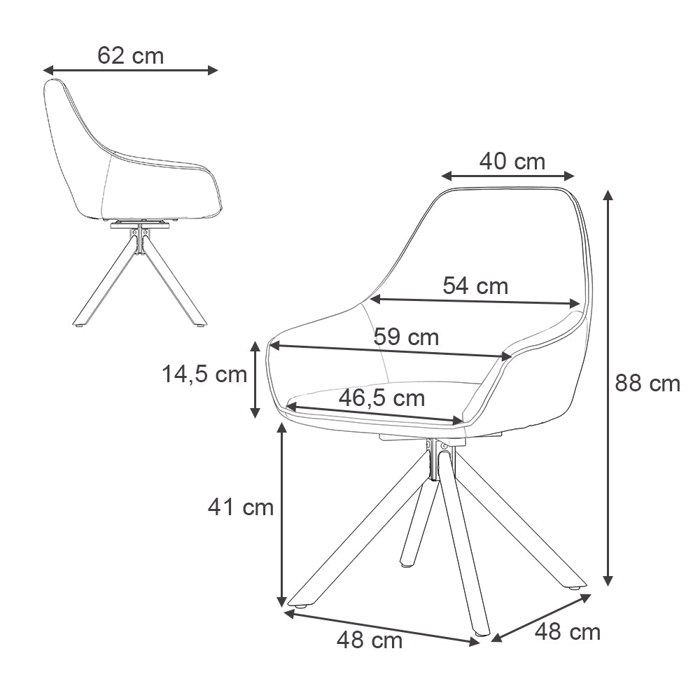 Vicco Lounge chair Grigio Set di 2