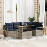 Set Divano da Giardino 6 pcs Grigio e Blu Navy polyrattan 3348831