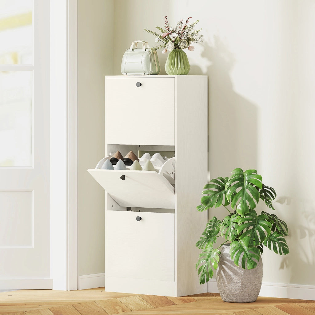 Cassettiera 3 ante con ripiani regolabili ¨C zephmum ¨C Bianco 47x28x115 cm