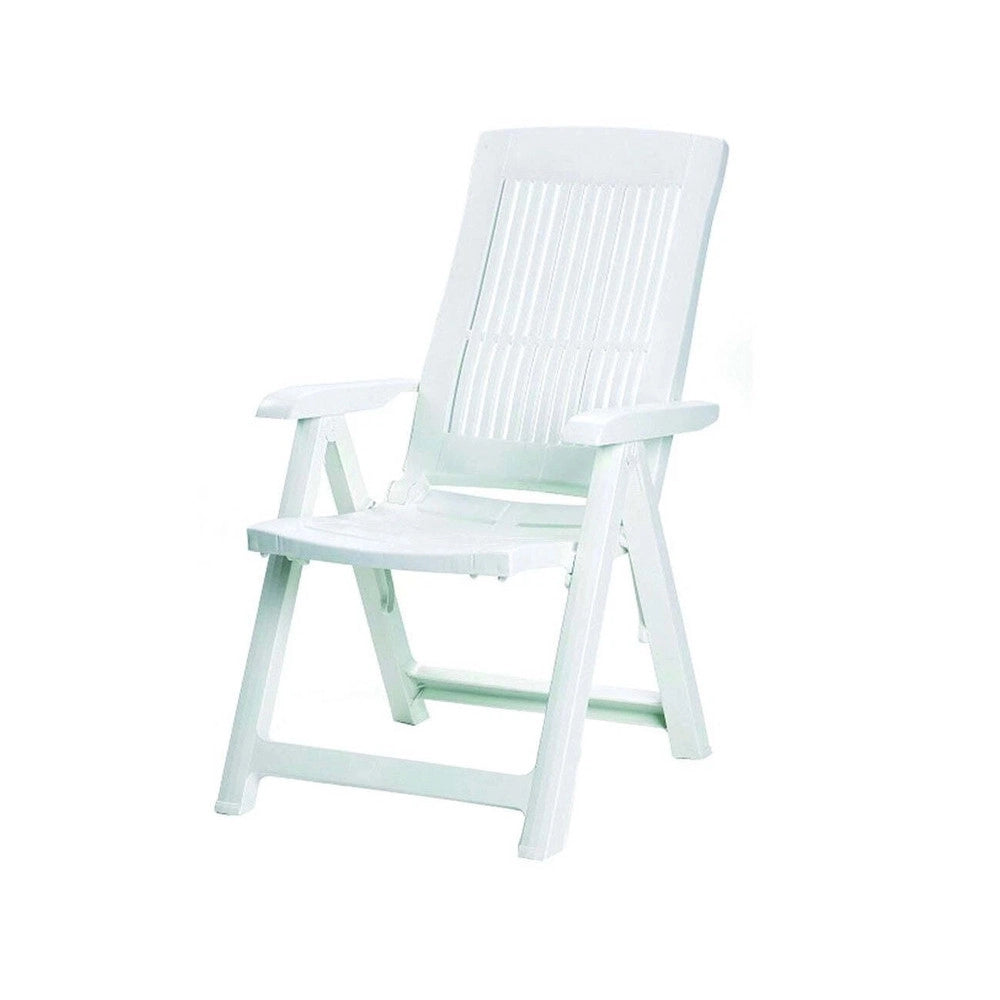 Trade Shop - Sedia Pieghevole Poltrona Bianca Arredo Esterno Da Giardino 60x61x109h Cm 851016 -