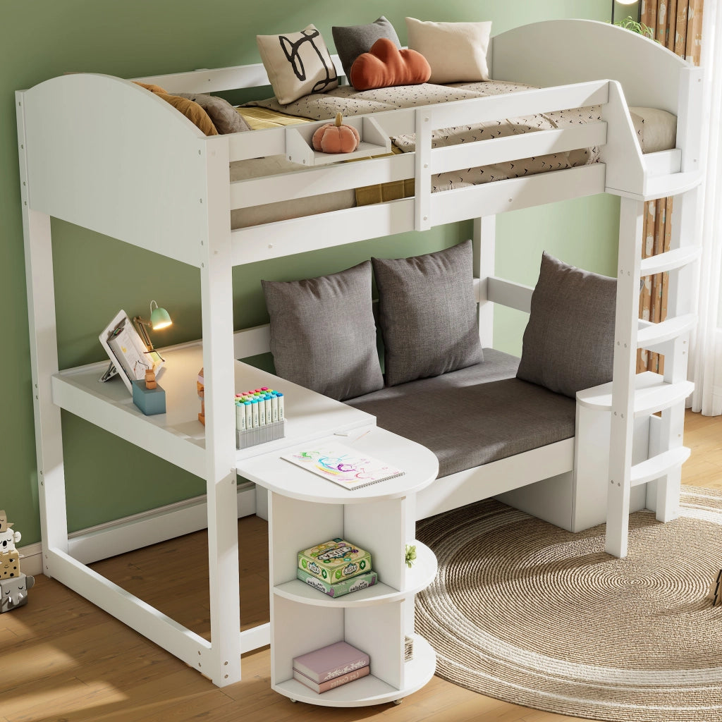 LETTO A CASTELLO per bambini con scrivania estraibile 90x200 cm bianco
