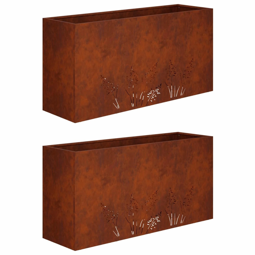 Vaso da giardino 2 pz Ruggine 100 x 20 x 49 cm Acciaio Corten 8005861