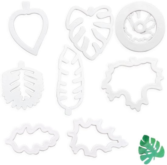 Tropico di foglia cookie cutter - 8 pezzi Decorazione forma foglia mini perni per DIY attrezzature decorative (Tropico di foglia)