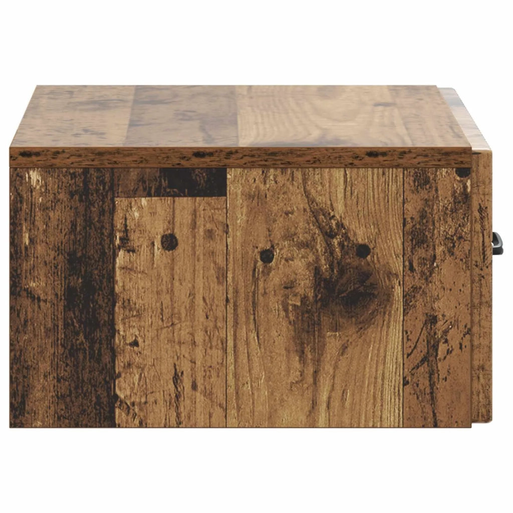 Set di 2 Comodini | Armadio da Notte | Mobiletto da notte a muro Legno antico 49 x 34,5 x 20 cm