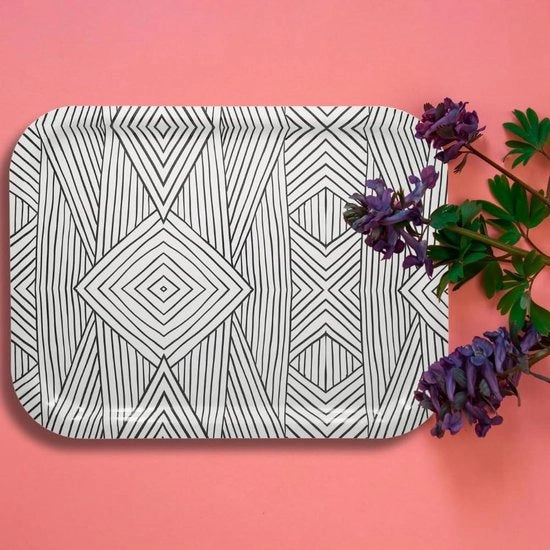 Servizio per piatti in lamina - 37 x 28 cm - Fabbricato in Francia - Design decorativo rettangolare - Piatti eleganti - Ideale per il peritief - Design Jungle Bianco