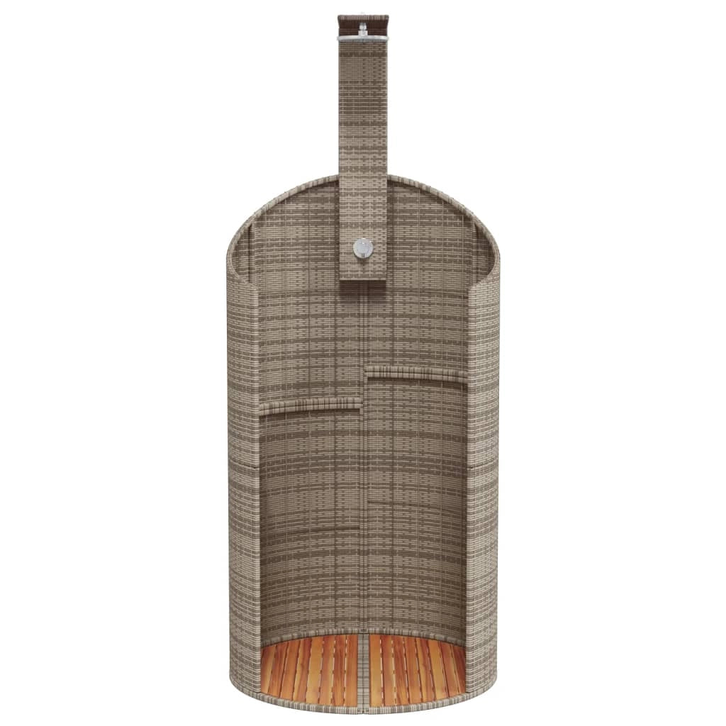 Doccia da esterno 100 x 100 x 241,5 cm polyrattan legno di acacia grigio 02_0042015
