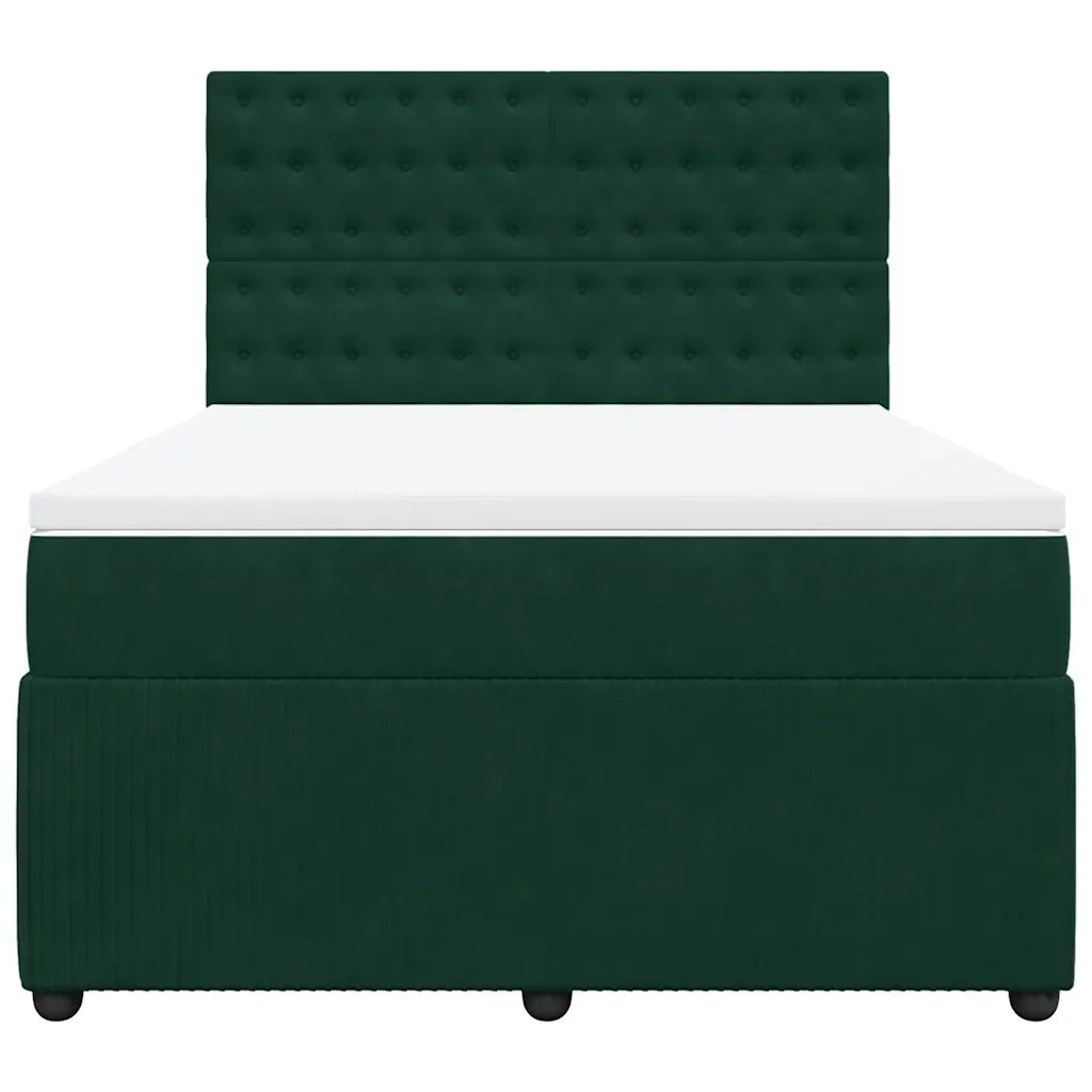 Giroletto a Molle con Materasso Verde Scuro 140x190 cm Velluto 3292349