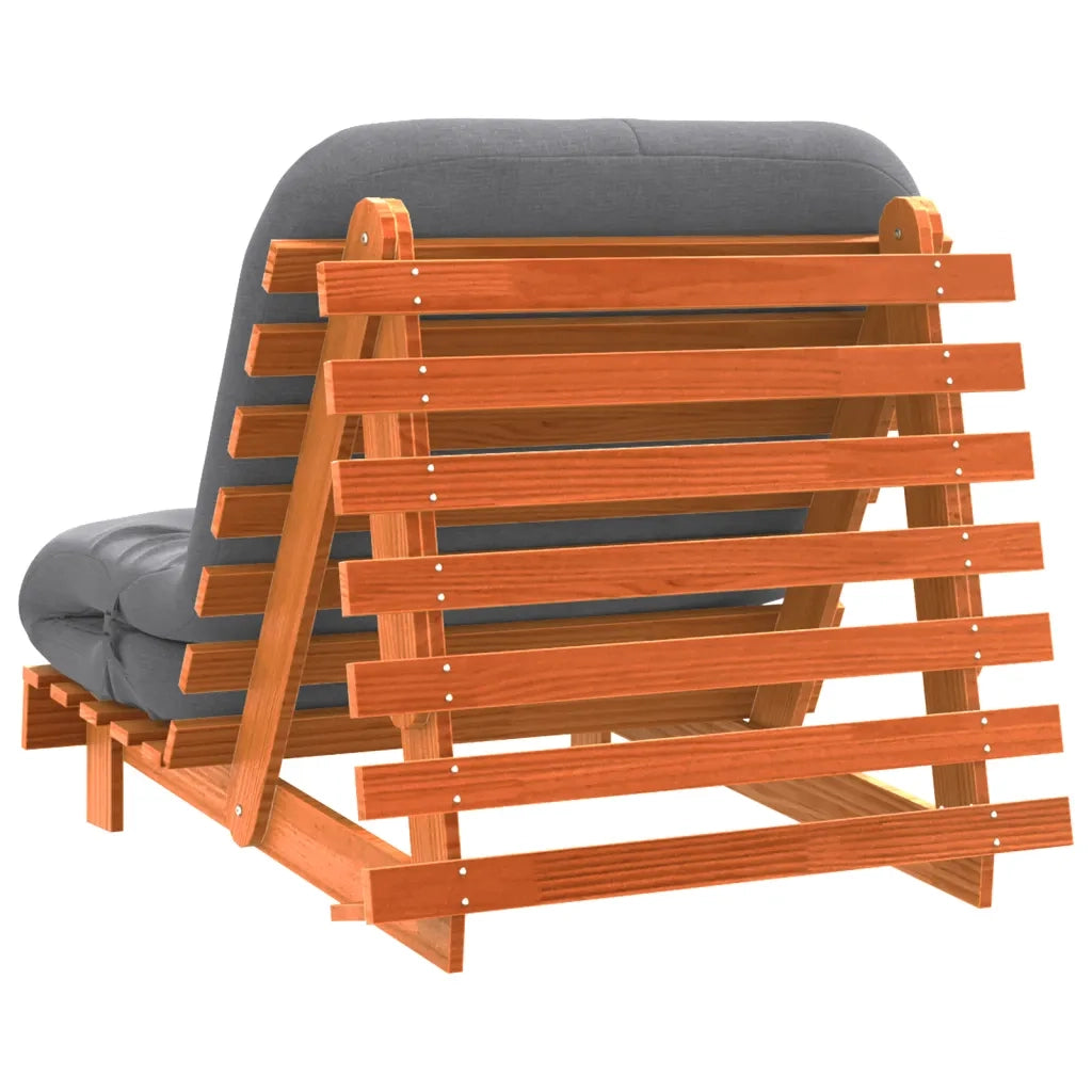 Divano letto | Sof¨¤ letto | Letto singolo Futon con Materasso Marrone Cera 90x206x11cm Pino