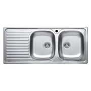 Lavello incasso cucina MP1162SX acciaio116x50 cm due vasche e gocciolatoio sinistro