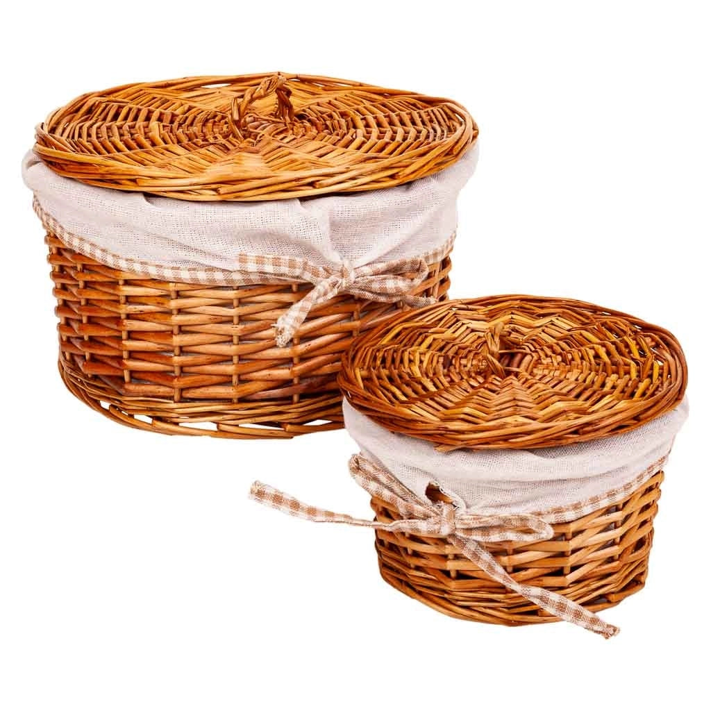 Set di 2 scatole in vimini marrone