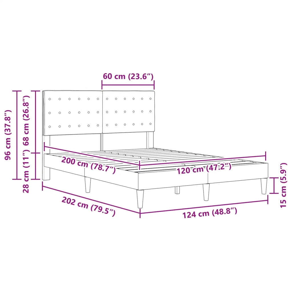 Letto matrimoniale | Letto per adulti | Struttura del letto Verde Scuro 120 x 200 cm Tessuto