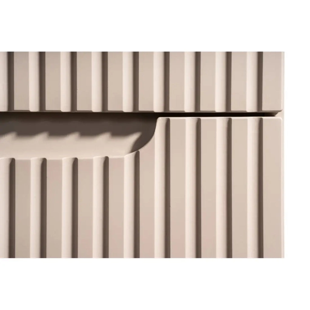 Set da bagno VANO cachemire e bianco 60cm: mobile sottolavabo con cassetti scanalati verticalmente + piano per lavabo