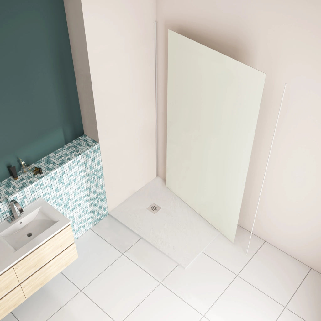 90x210 cm Pannello Doccia Realizzato in Alluminio Spessore 3mm con Profili Finitura Bianco Avorio per Rivestimento Parete Bagno