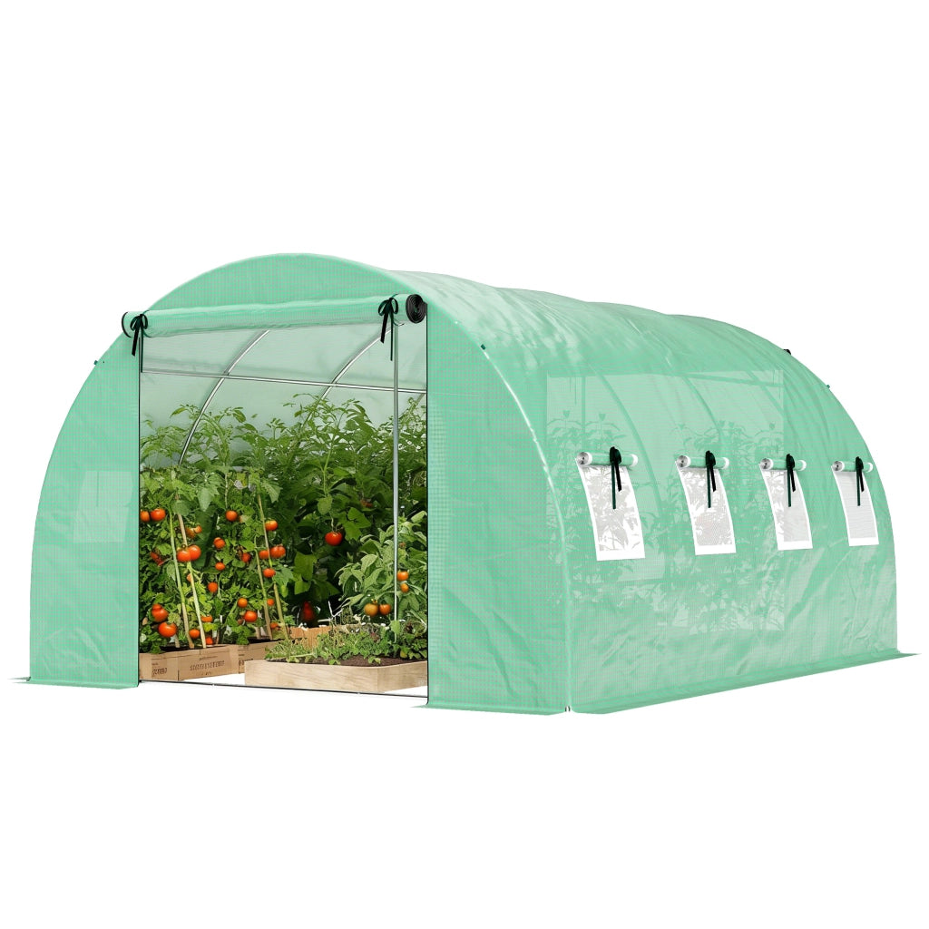 Serra da Giardino 4x3x2m con Porta Zip e 8 Finestre a Rete ¨C Xylo ¨C Verde