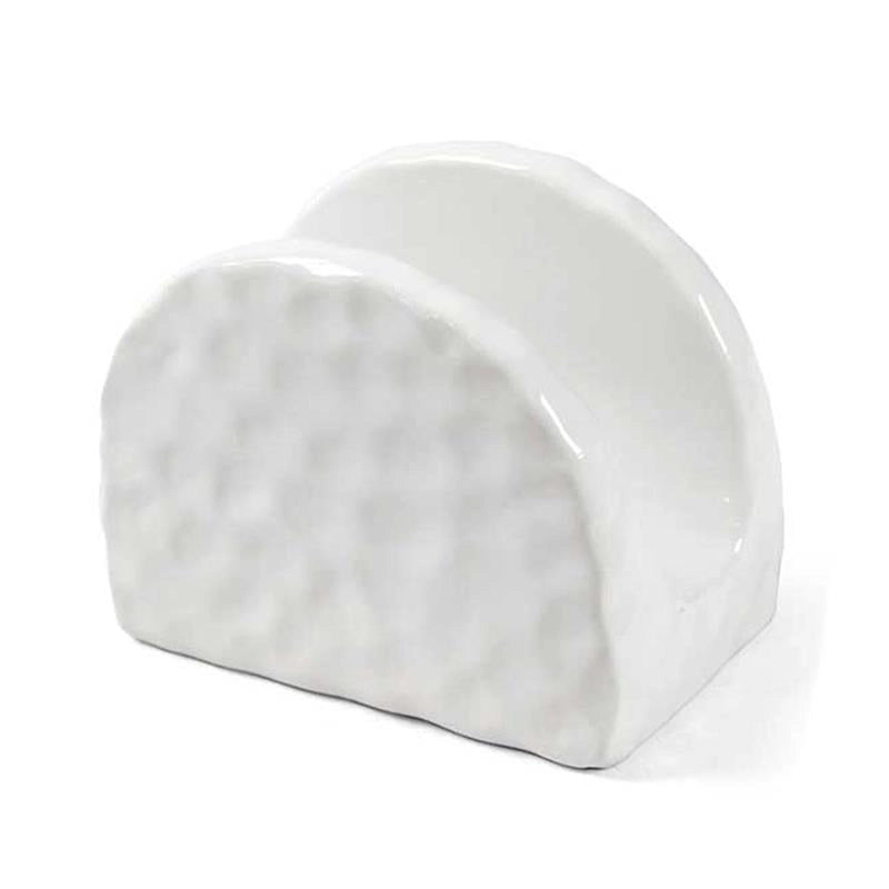 PORTA TOVAGLIOLI BIANCO IN CERAMICA MODELLO ONDULATO 10 X 6 X 8 CM