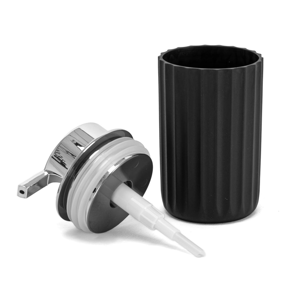 Dispenser sapone nero con dosatore cromato in gomma termoplastica - Gummy
