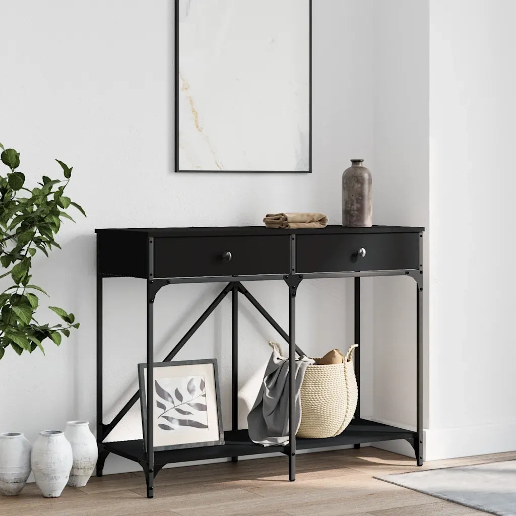 Tavolino Consolle-Tavolino da soggiorno-Tavolo Nero 100x39x78,5 cm in Legno Multistrato
