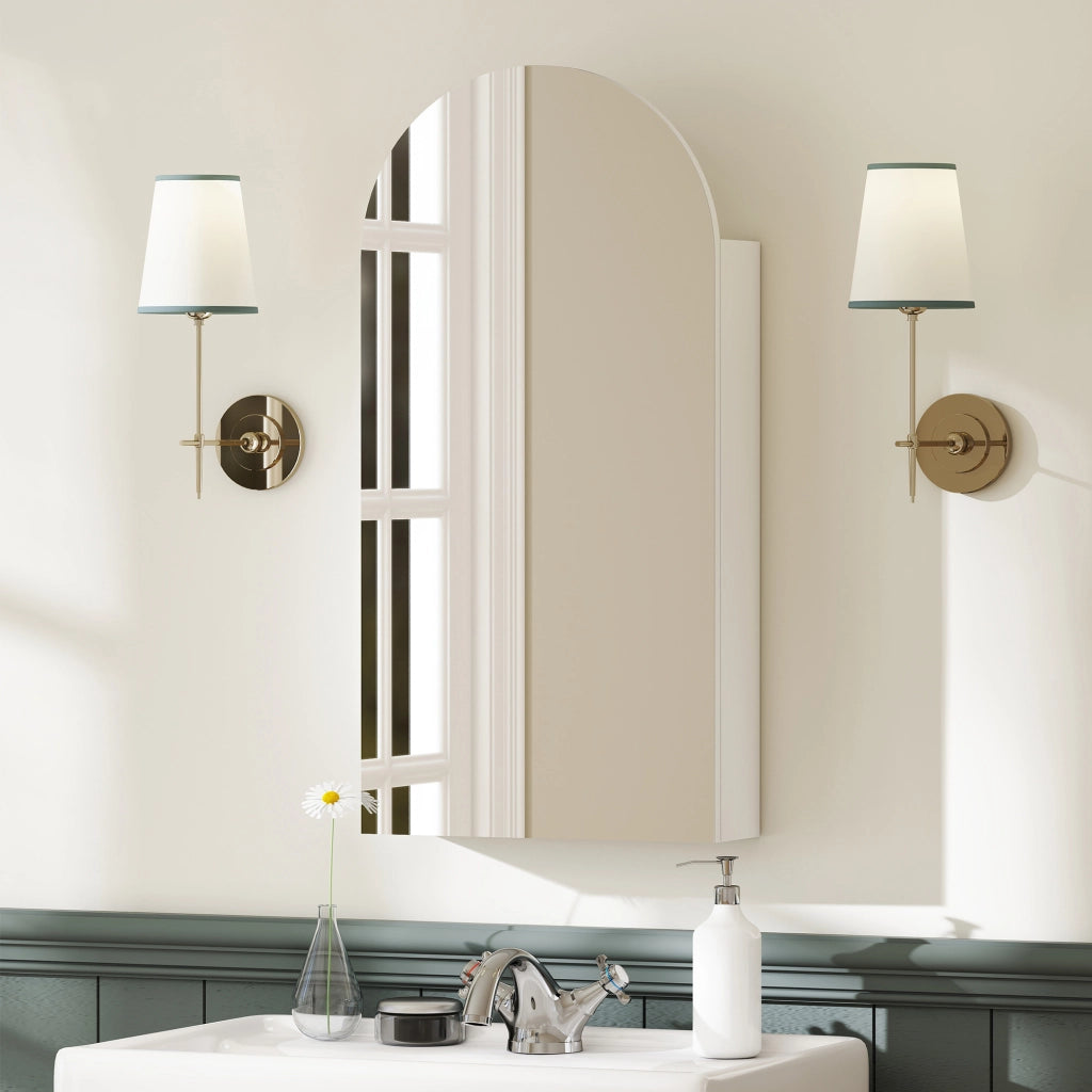 Armadietto a specchio da bagno ¨C Xylo ¨C bianco con ripiani in vetro regolabili