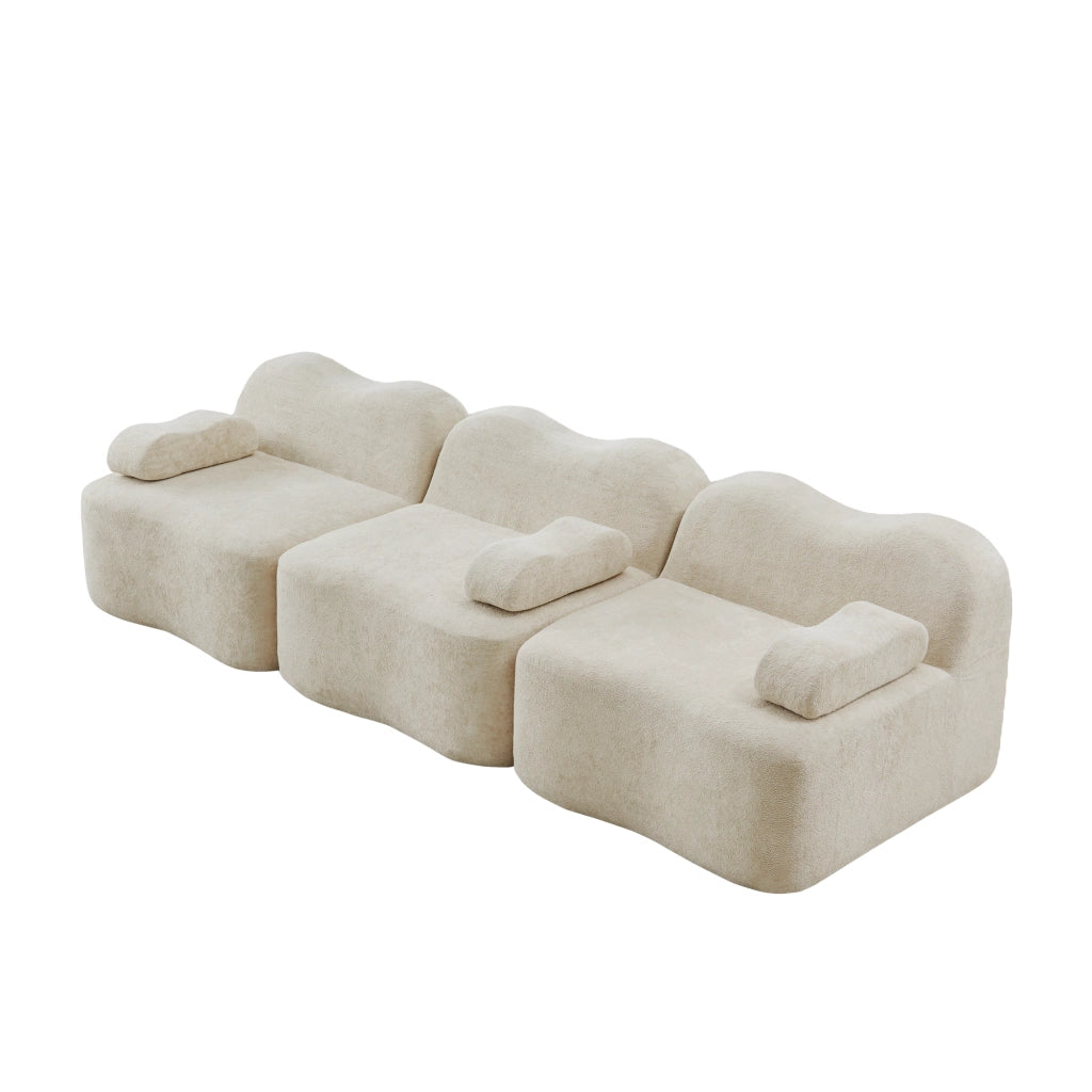 Divano Modulare 3 Posti con Braccioli ¨C MINIMAL ¨C Beige, Tessuto, Morbido