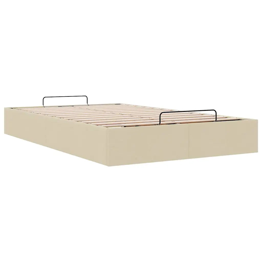Struttura Letto Pouf senza Materasso Crema 120x200 cm Tessuto