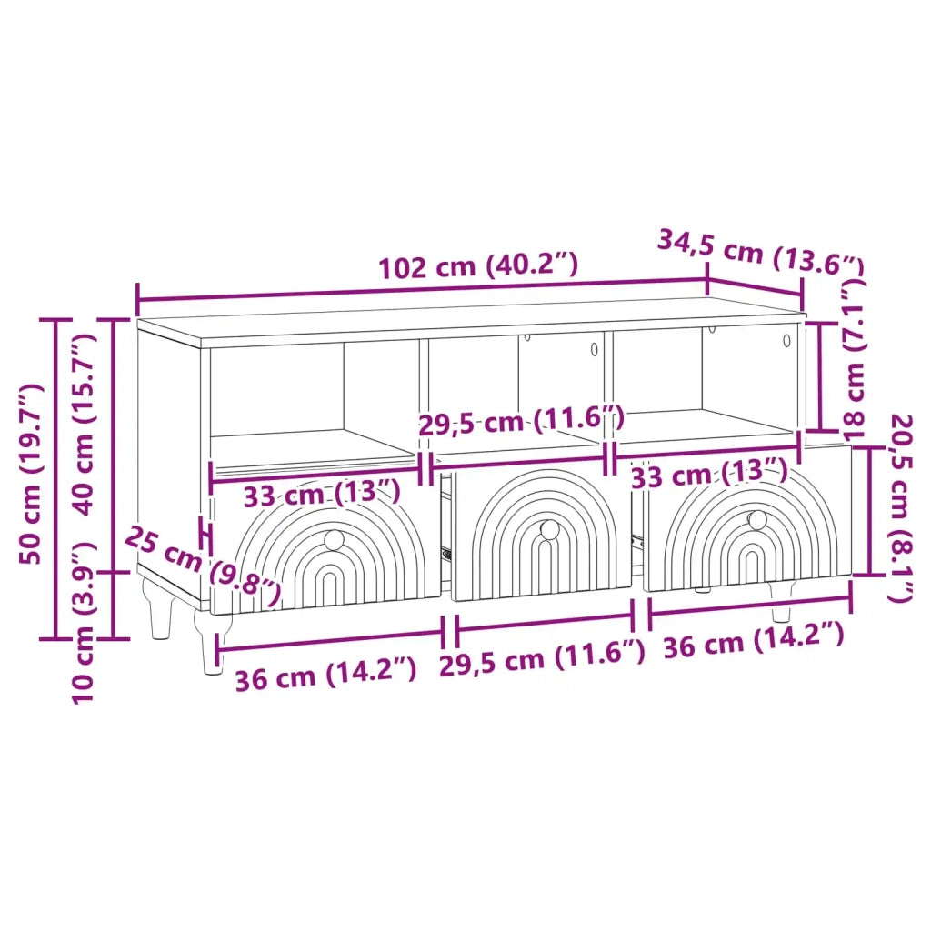 Mobile TV-Credenza per TV Rovere Artigianale 102 x 34,5 x 50 cm 516626