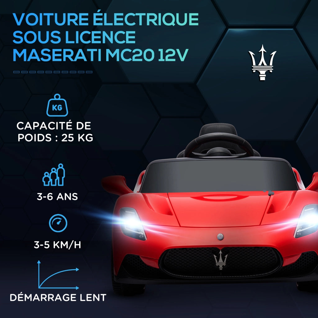 Auto Elettrica Maserati MC20 12V ¨C Xylo ¨C Rosso con Telecomando LED Musica 3-6 Anni