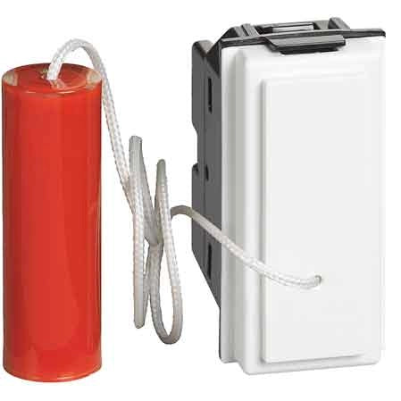 PULSANTE UNIPOLARE A TIRARE 'LIVING NOW' BTICINO 1P NO + 1P NC - 10Ax 250V - Bianco - BTICINO