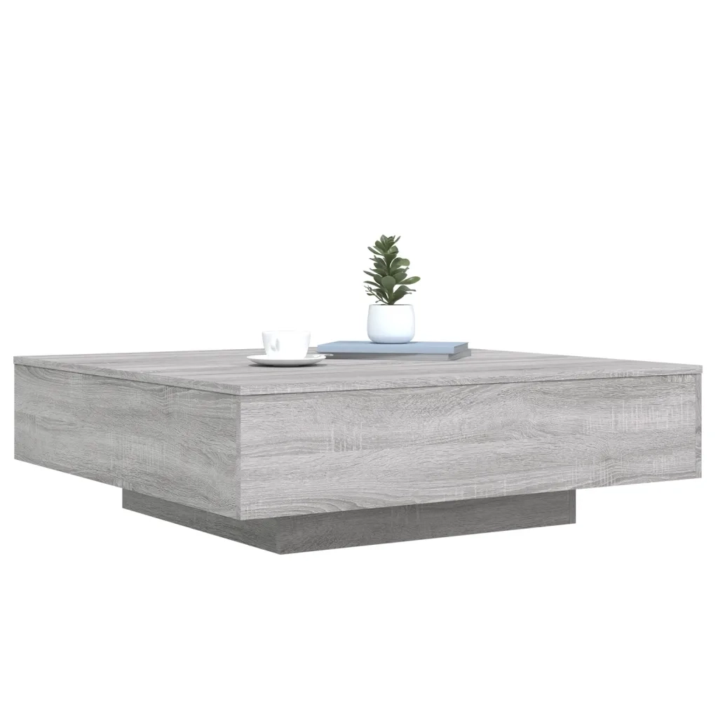 Tavolino da salotto | Tavolino da caff¨¨ | Tavolino da Soggiorno con Luci LED Grigio Sonoma 100x100x31 cm