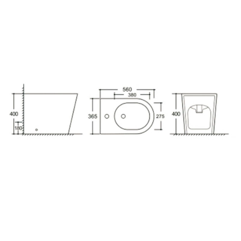 Bidet a pavimento YJ-1380F bianco lucido 36.5x56x40 cm.