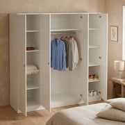 Guardaroba grande Presidenti, Mobile camera da letto, Cabina armadio portabiti, Armadio appendiabiti, 196x62 h200 cm, Bianco