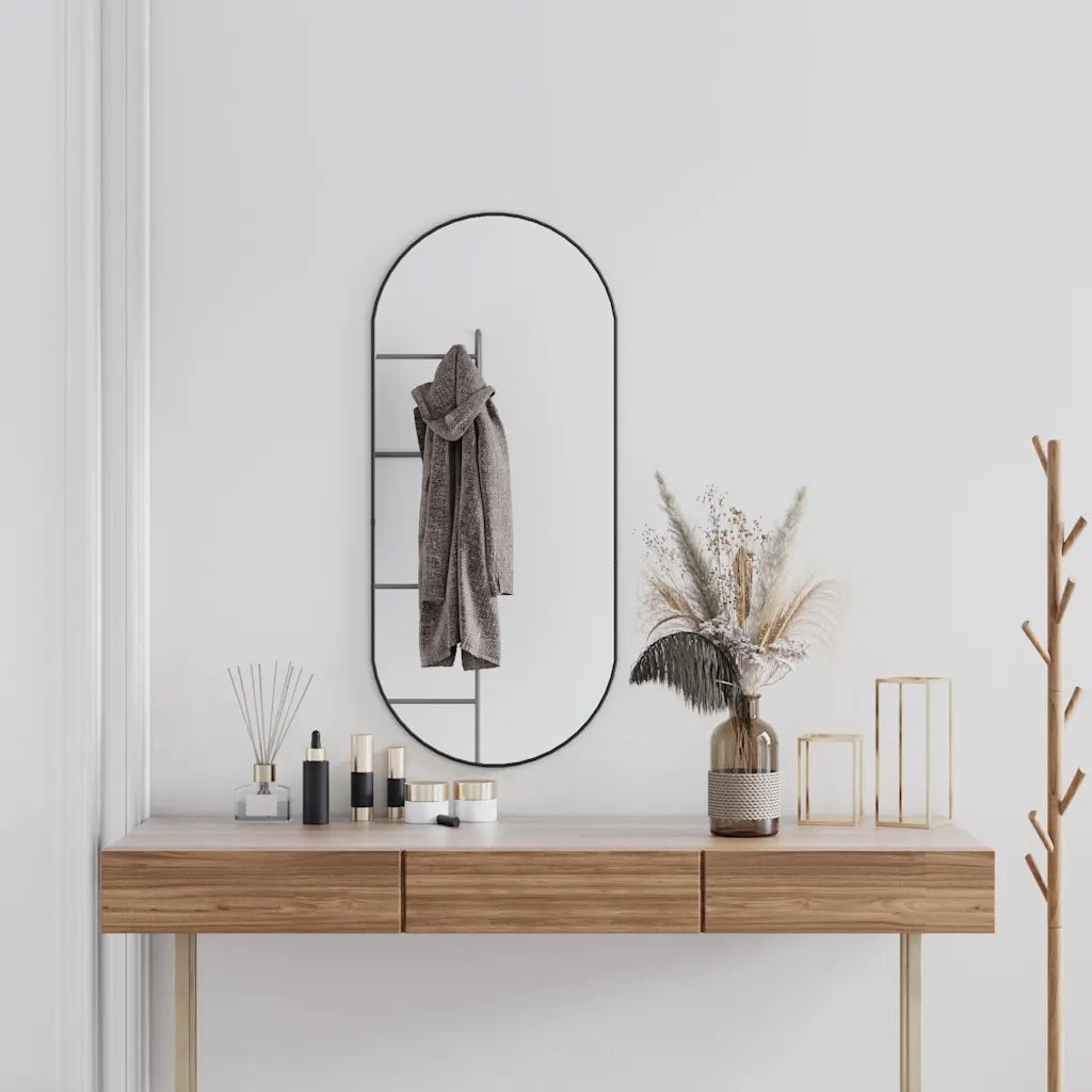 Specchio da Parete | Specchio decorativo Nero 100x45 cm Ovale