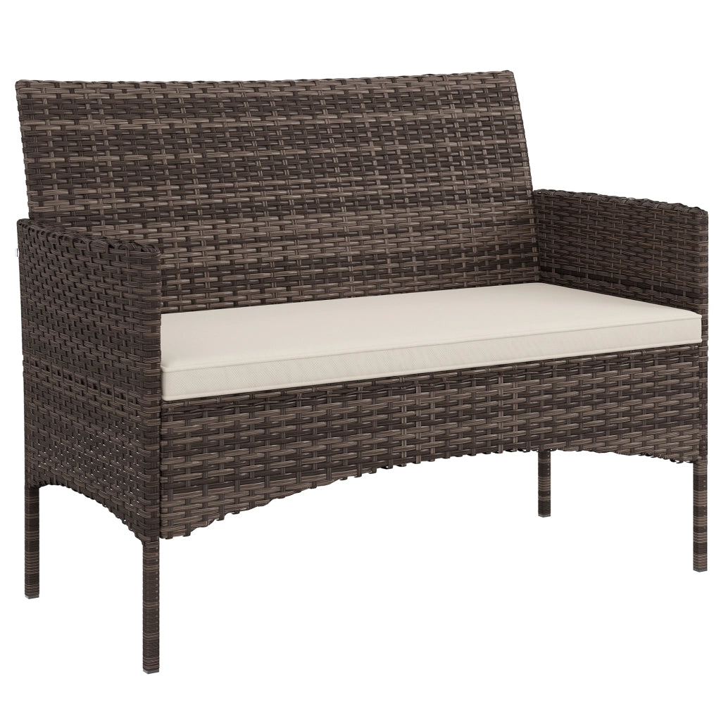 Divano 2 posti in rattan per giardino ¨C Minimal ¨C Tessuto khaki, struttura in acciaio