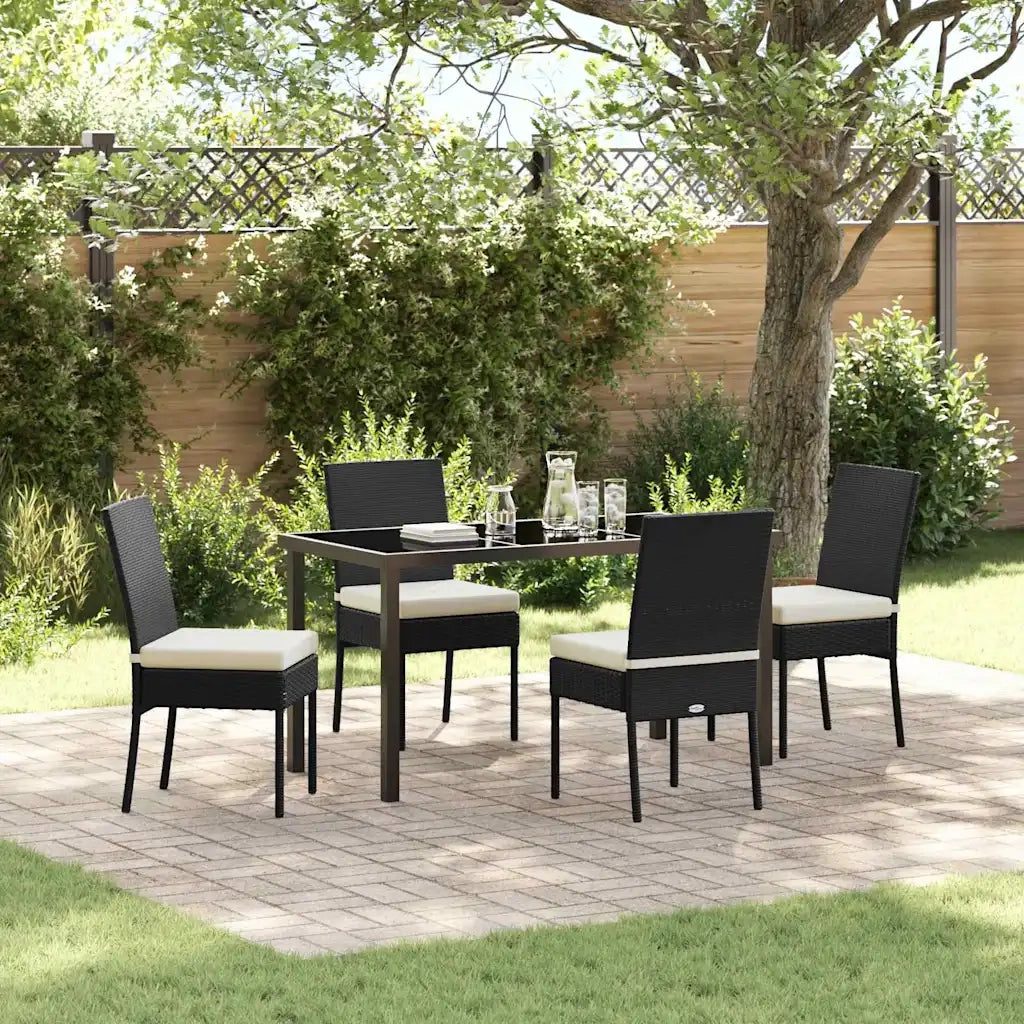 Set da Pranzo per Giardino 5 pz | Set Salotto da Giardino Nero