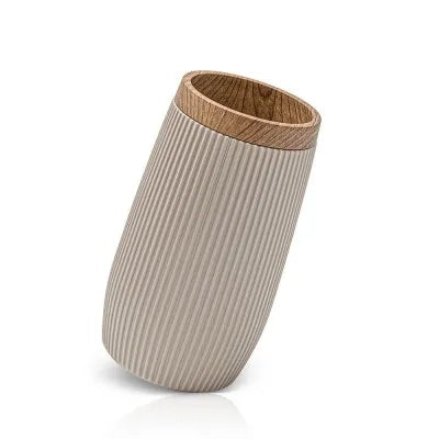 Set accessori bagno tortora cannettato con finitura effetto legno 5 pezzi Blob