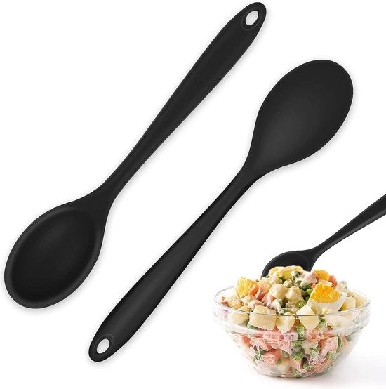 Cucchiai di silicone per cucina, 2 pezzi cucchiai di servizio resistenti al calore cucchiaio di mescolare per cucina cucinare cuocere mescolare attrezzo da cucina
