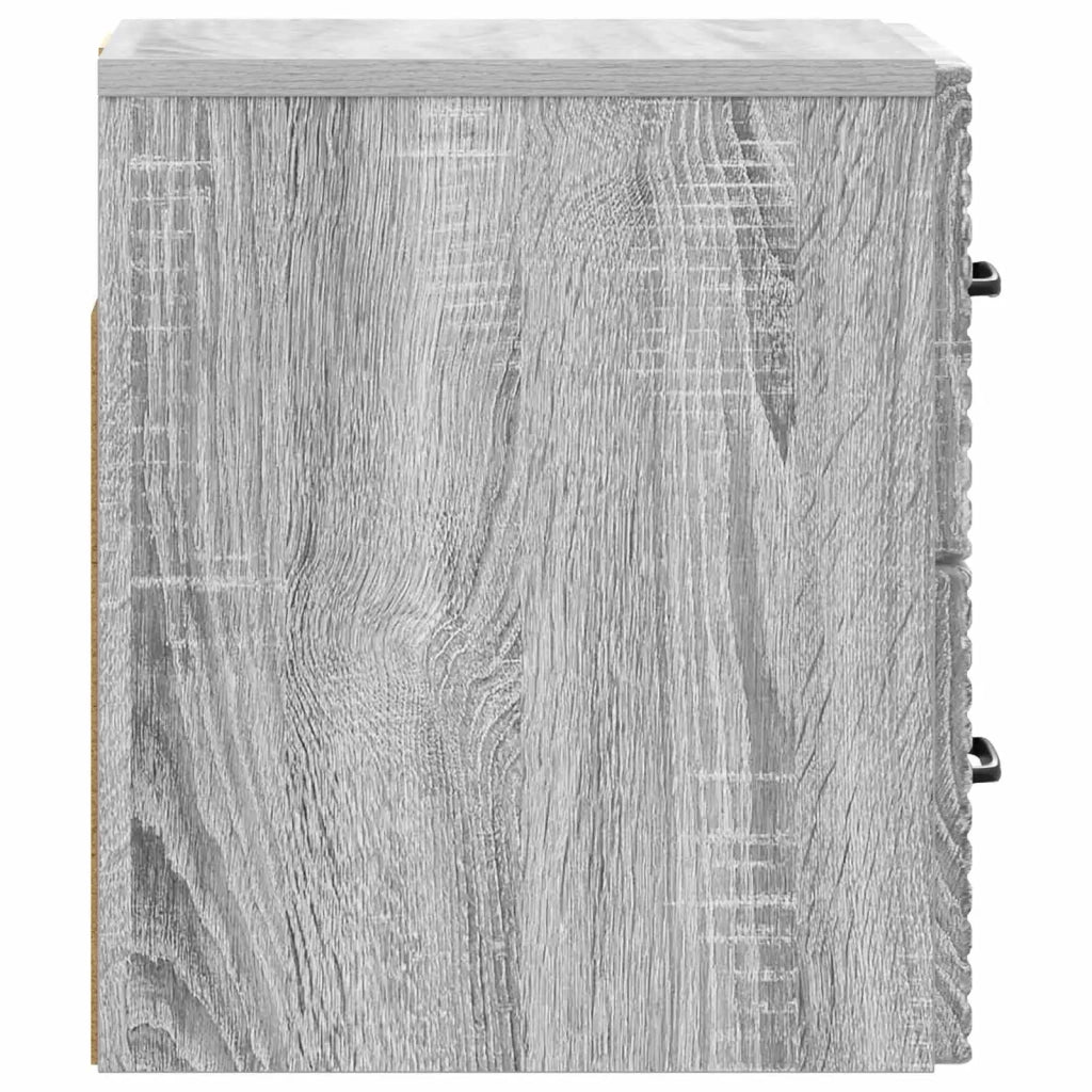 Comodino | Armadio da Notte | Mobiletto da notte a muro Grigio Sonoma 34,5 x 33 x 40 cm