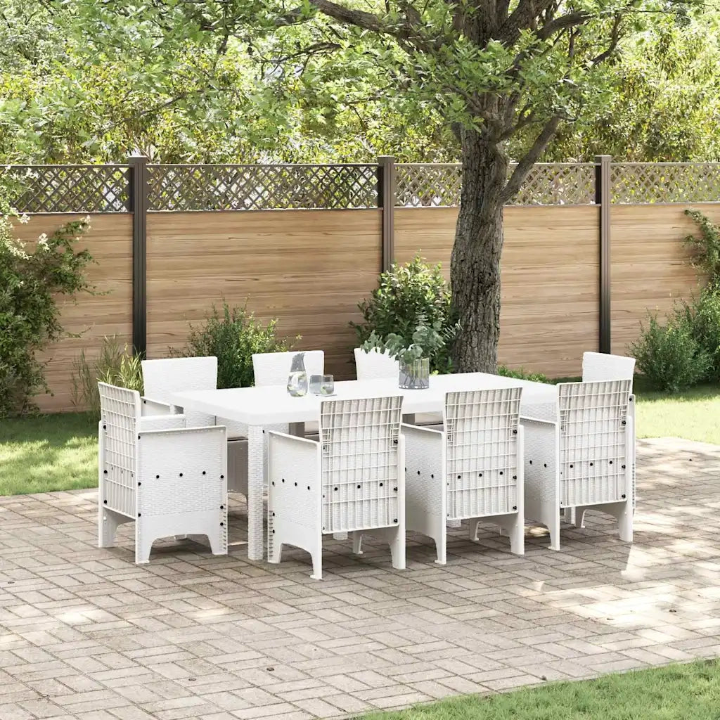 Set da Pranzo per Giardino 9 pcs Bianco Polipropilene