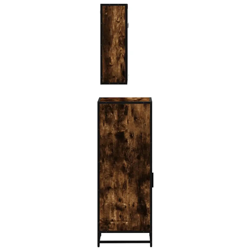 Set Mobili da Bagno 3 pz Rovere Fumo in Legno Multistrato 3300997