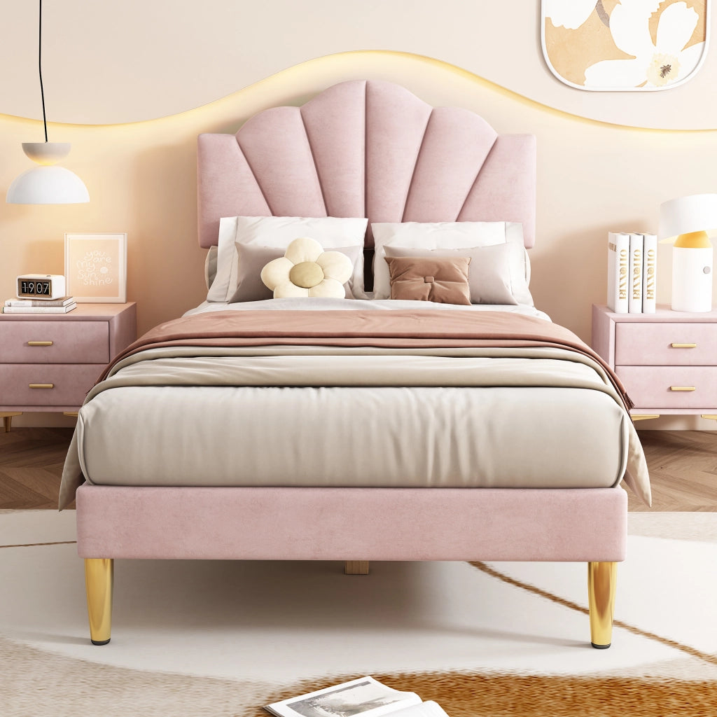 letto imbottito velluto rosa 90 x 200 cm