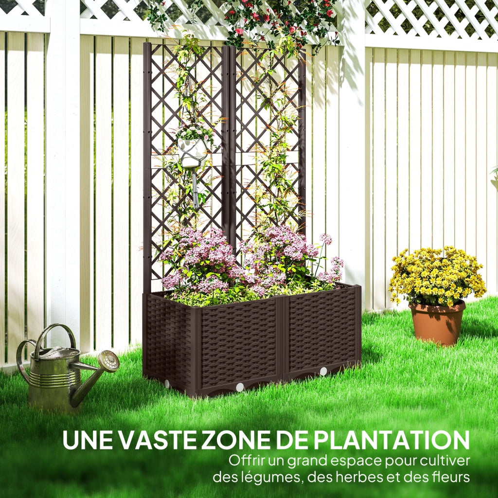 Fioriera con traliccio in legno da giardino - Xylo - 80x40x135 cm marrone