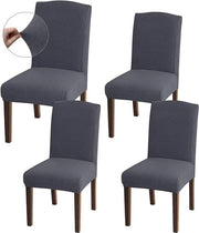 Tavolo da pranzo elastico, forma universale, tessuto jacquard, rimovibile, adatto per soggiorno, cucina, ristoranti e alberghi (set da 4 pezzi, grigio)