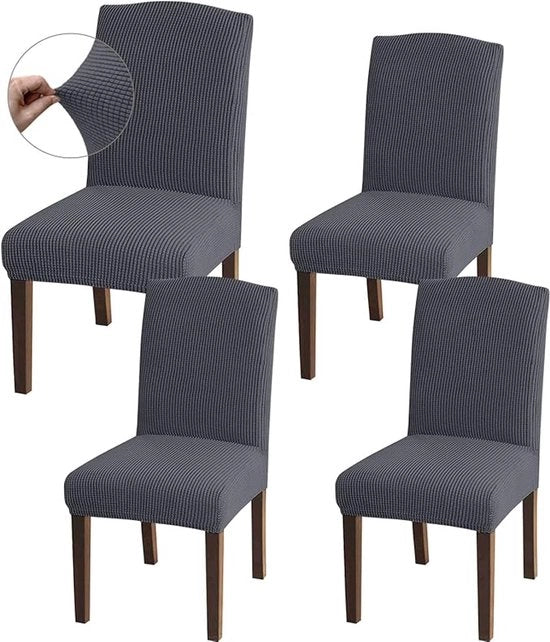 Tavolo da pranzo elastico, forma universale, tessuto jacquard, rimovibile, adatto per soggiorno, cucina, ristoranti e alberghi (set da 4 pezzi, grigio)