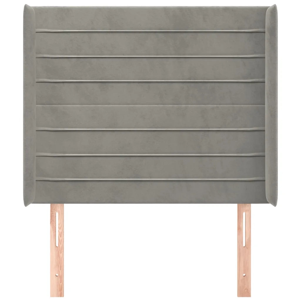 Testiera | Testata ad Orecchio Grigio Chiaro 93x16x118/128 cm in Velluto